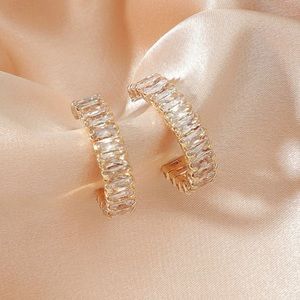 Zircon cuff hoop earrings